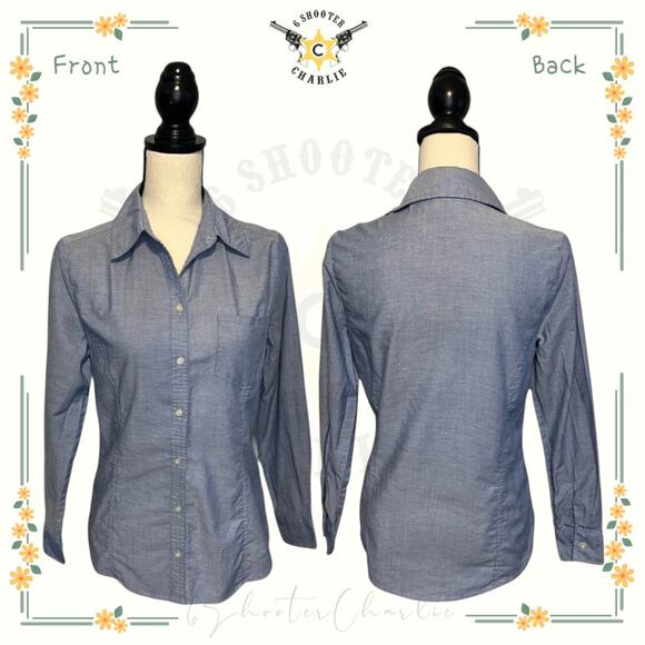 Riders by Lee Chambray Button Down Shirt Womens Size S Easy Care w/ Patch Pocket - Picture 1 of 6